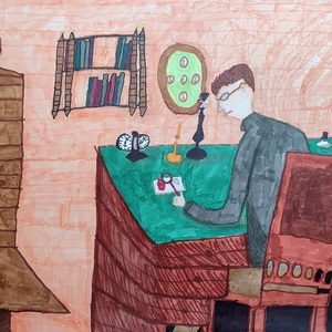 Евгений Дюбин | Юный Н.К. Рерих - археолог в своей комнате усадьбы в Изваре