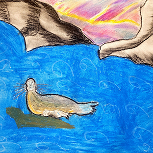 Агата Калашникова | Ладожская нерпа учит детеныша плавать