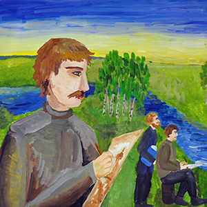 Александра Носулина | Художники на пленэре у Мошенской реки Уверь